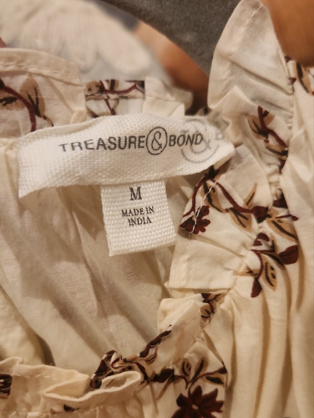 NORDSTROM! Treasure & Bond Ivory Dress with Burgundy Floral - Picture 3 of 7